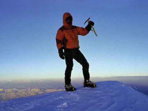 
Steve House On Nanga Parbat Summit September 6 2005 after climbing a new route on the Rupal Face with Vince Anderson - Beyond The Mountain book
